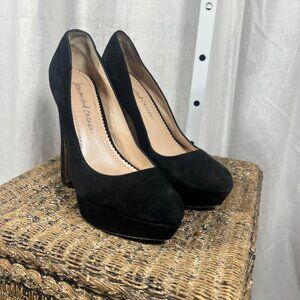 Jean-Michel Cazabat Lisa Black Suede Platform Chunky Heel Pumps - Size 38